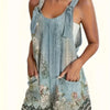 Casual Tie-Front Romper with Pockets And a Stylish Print for Women on Vacation
