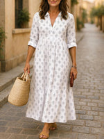 Womens Long Digital-Print Shirt Dress