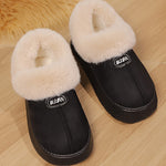 Women'S Preppy Solid Color Slip on Furry Slippers, Soft Warm Plus Fleece House Shoes with Round Toe, EVA Sole, Fabric Upper and Inner Material, Casual All-season Slippers