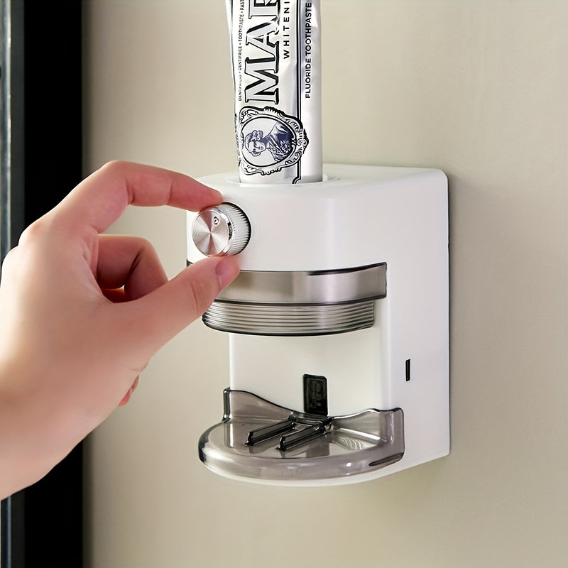Smart Automatic Toothpaste Dispenser with Adjustable Settings - Battery Powered, Rechargeable Lithium Battery, No Plug Needed, Ideal for Modern Bathroom Decor, Modern Bathroom Accessory | Sleek White Design | Adjustable Dispe