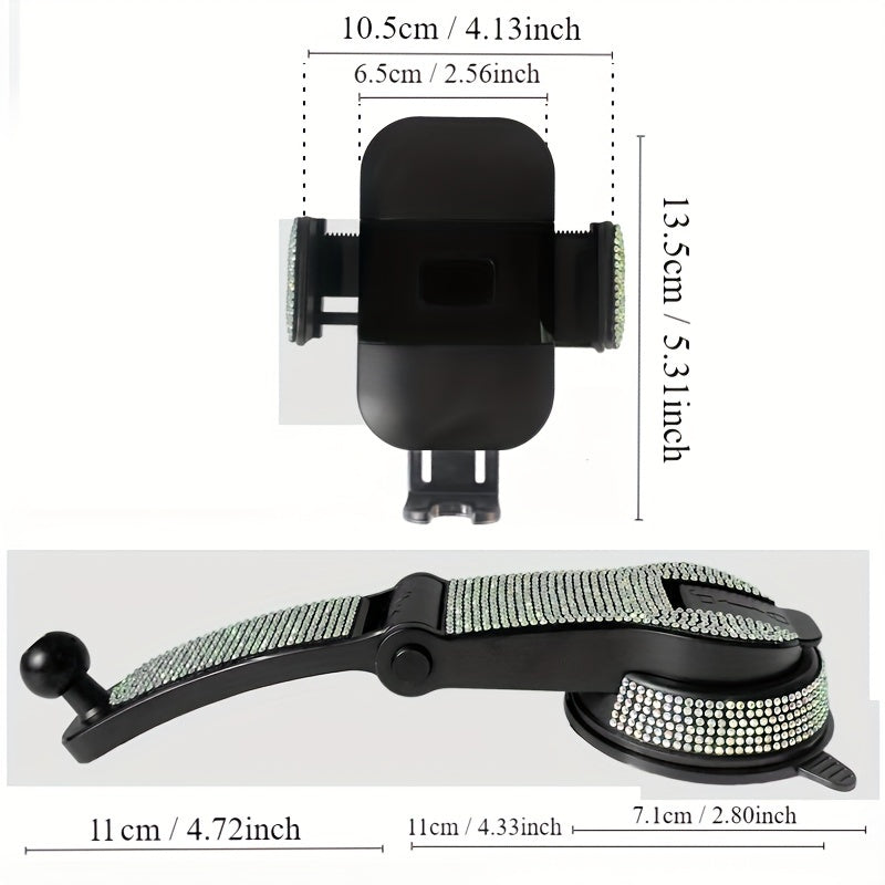 Car Diamond Mobile Phone Holder Suction Cup Car Mobile Phone Holder Universal Multi-Function 360 Rotation Anti-Shake Navigation Holder