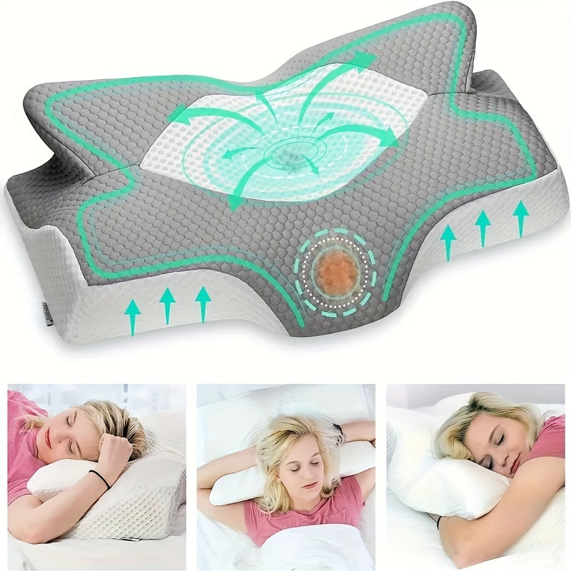 Slow Rebound Breathable Memory Foam Multi-functional Pillow, Cervical Spine Support, Stain-Resistant, Soft, Suitable for All Sleeping Positions