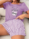Women'S Casual Crew Neck Pajama Sets, Polyester 95.0% Elastane 5.0%, All-Season Comfort, Heart Pattern, Adult Sleepwear, Loungewear|Playful Print|Comfortable Fit, Pajamas for Travel