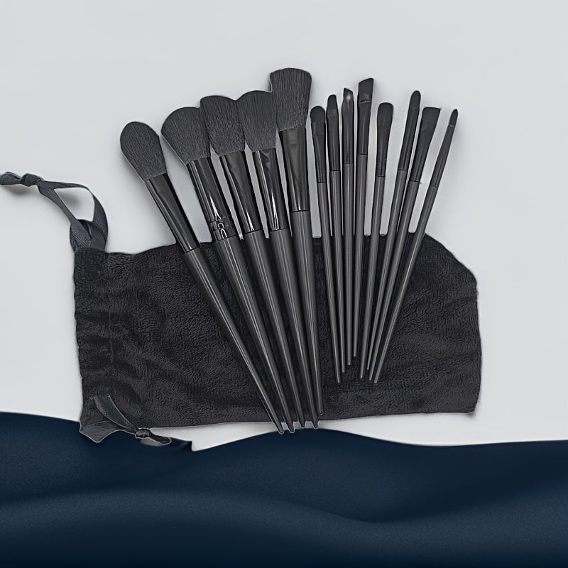 13 Professional Makeup Brushes Foundation Powder Concealer Eye Shadow Smudge Blush Highlight Natural Synthetic Brush Travel Portable Set+flannel Bag