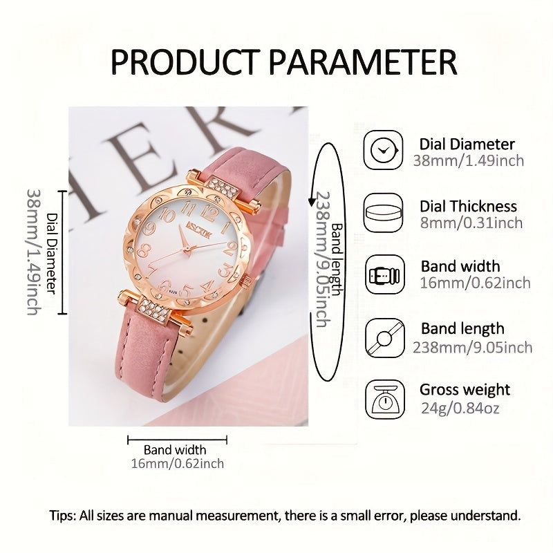 1pc Women's Luxury Quartz Watch for Daily Wear and 1pc Bracelet