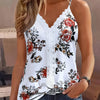 Women's Floral Print Lace Trim Sleeveless V-Neck Tank Top - Summer Casual Sexy Contrast Design, Breathable Machine-Washable Regular Fit for Beach Outings & Casual Wear, Ladies Tank Tops, Delicate Fabric Detail