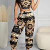 Elegant Women'S Paisley Print Crop Top and Jogger Pants Set, Polyester Spandex Blend, Woven, with Spaghetti Strap, for All-Season