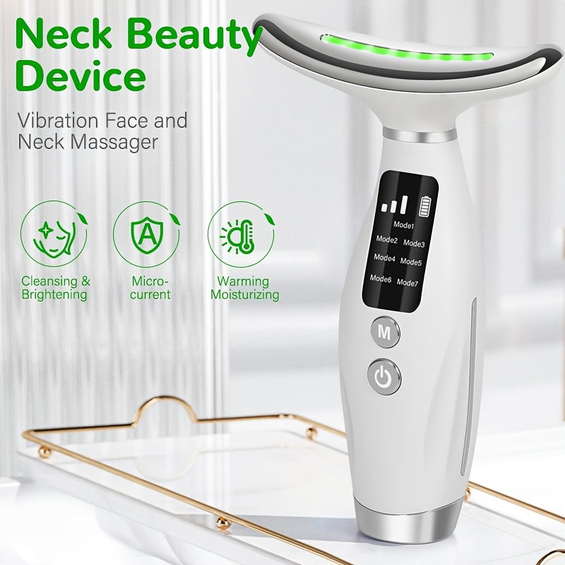 All-in-One Facial & Neck Rejuvenation Device - Cleansing, Microcurrent, Warm Moisturizing | Rechargeable Lithium Battery | Ideal Gift for Women, Beauty Device|Modern Aesthetic|Ergonomic Design