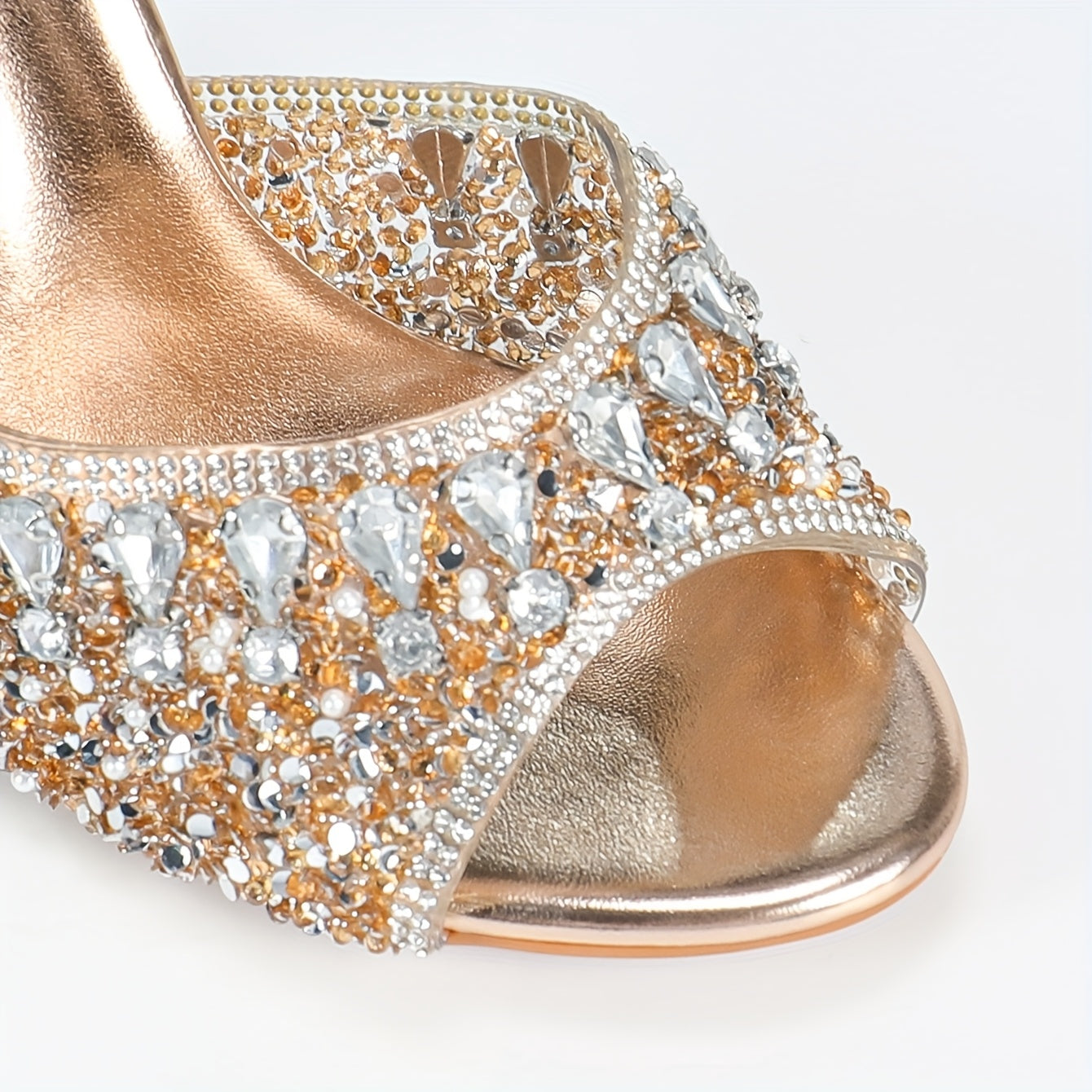 Elegant Sparkling Rhinestone Stiletto Sandals - Summer Collection, Transparent Crystal Heels with Glittery Accents, Comfortable & Durable, Perfect for Parties or Casual Outfits, Party Sandals|Stiletto Heels|TPU Construction