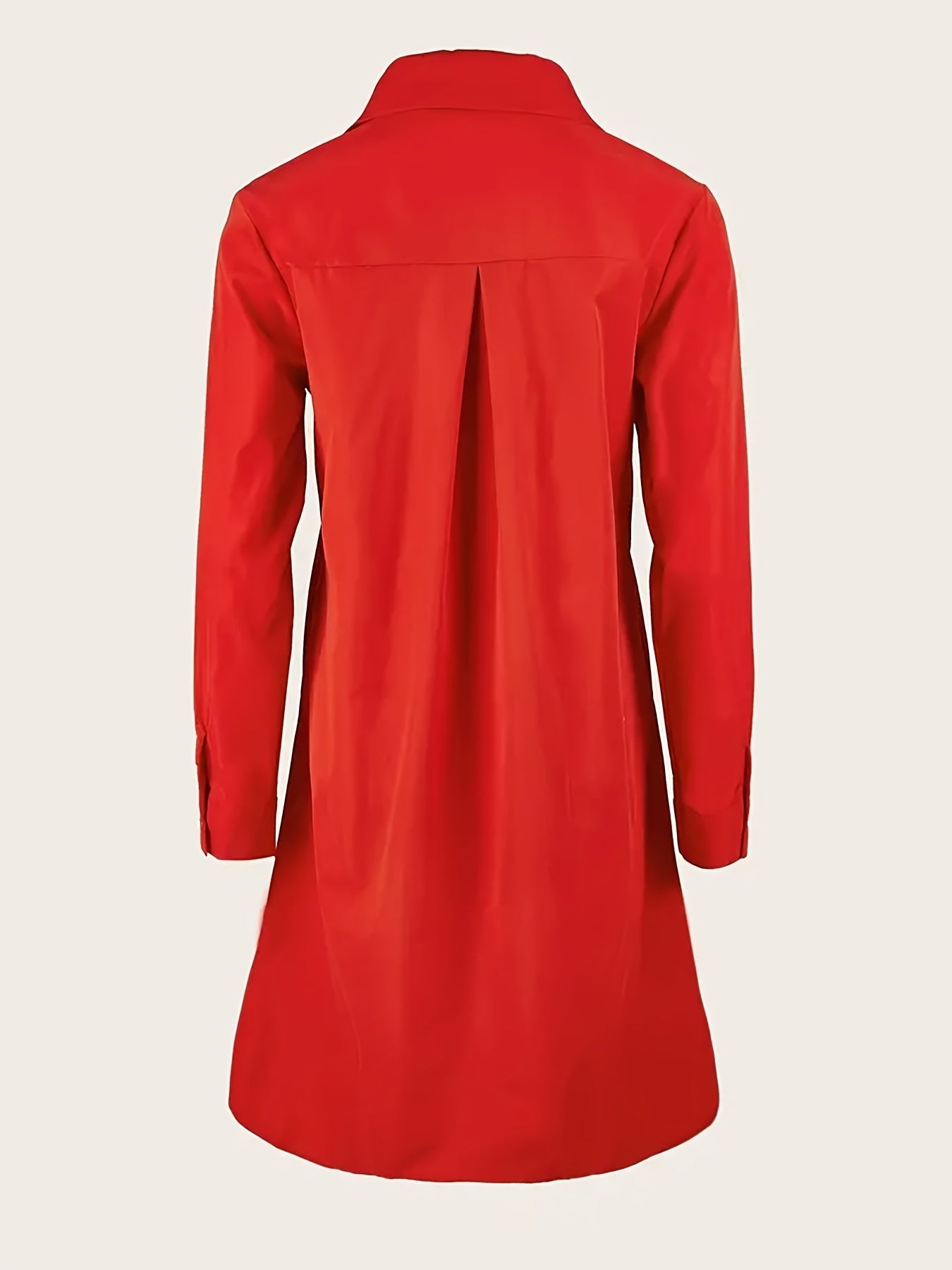 Chic Solid Color Long Sleeve Shirt Dress with Button Detail - Casual, Stretchy Polyester Blend, Machine Washable - Perfect for All Seasons, European And American Style, Loose Fit