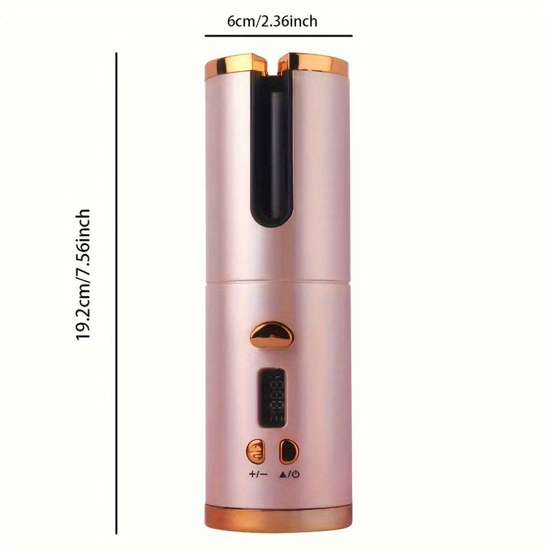 Portable Wireless LCD Display Rechargeable Ceramic Heating Antiperm Hair Curlers Automatic Electric Power Source Curling Irons