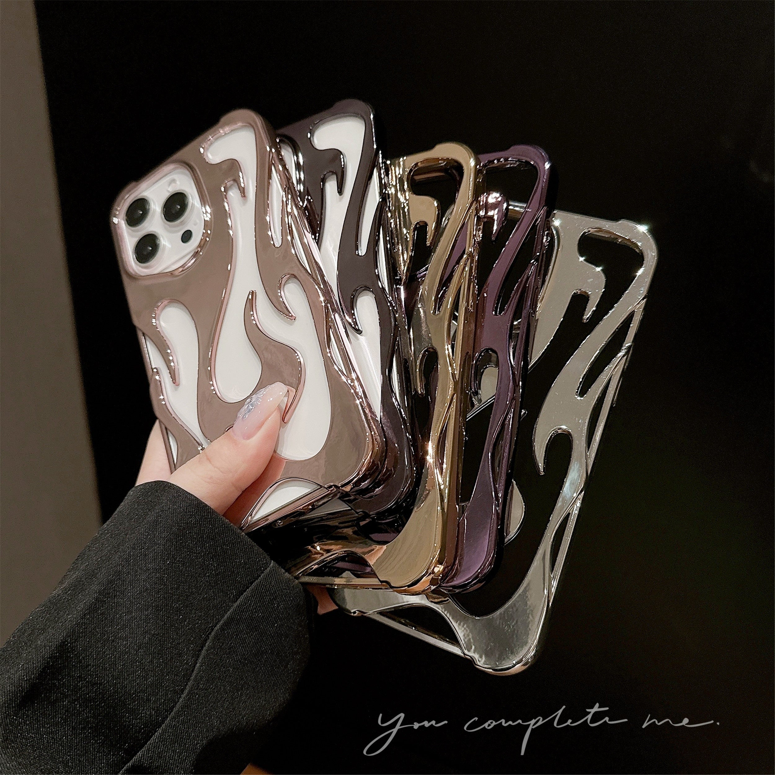 Cutout Cooling Flame Electroplating Bright Surface Suitable for Case for iPhone16/16Pro/16Promax/16plus 15/15Pro/15Promax/14/14Pro/14Promax/13/13Pro/13Promax/12/12Pro/12Promax/11/11Promax Mobile Phone Case