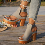 Chunky-heeled, Ultra-high-heel Peep-toe Womens Sandals