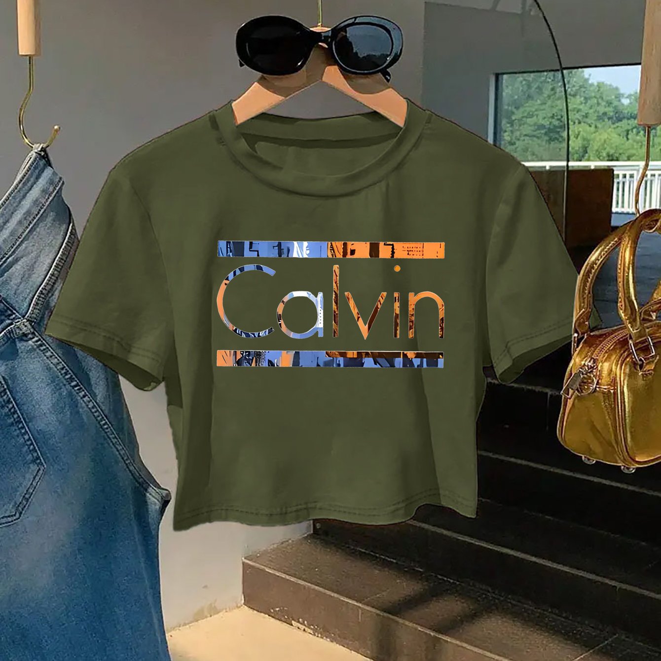 Women'S Y2K Style "Calvin" Graphic Tee - Soft & Comfortable Short Sleeve T-Shirt, Casual & Fashionable, Spring/Summer Top, Casual Wear | Playful Print | Comfortable Fit, Ladies T Shirts