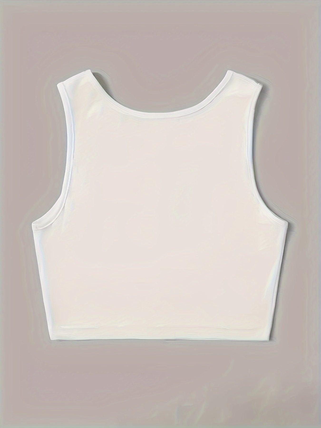HUSTLE & Figure Print Crew Neck Tank Top, Casual Sleeveless Crop Tank Top For Spring & Summer, Women's Clothing