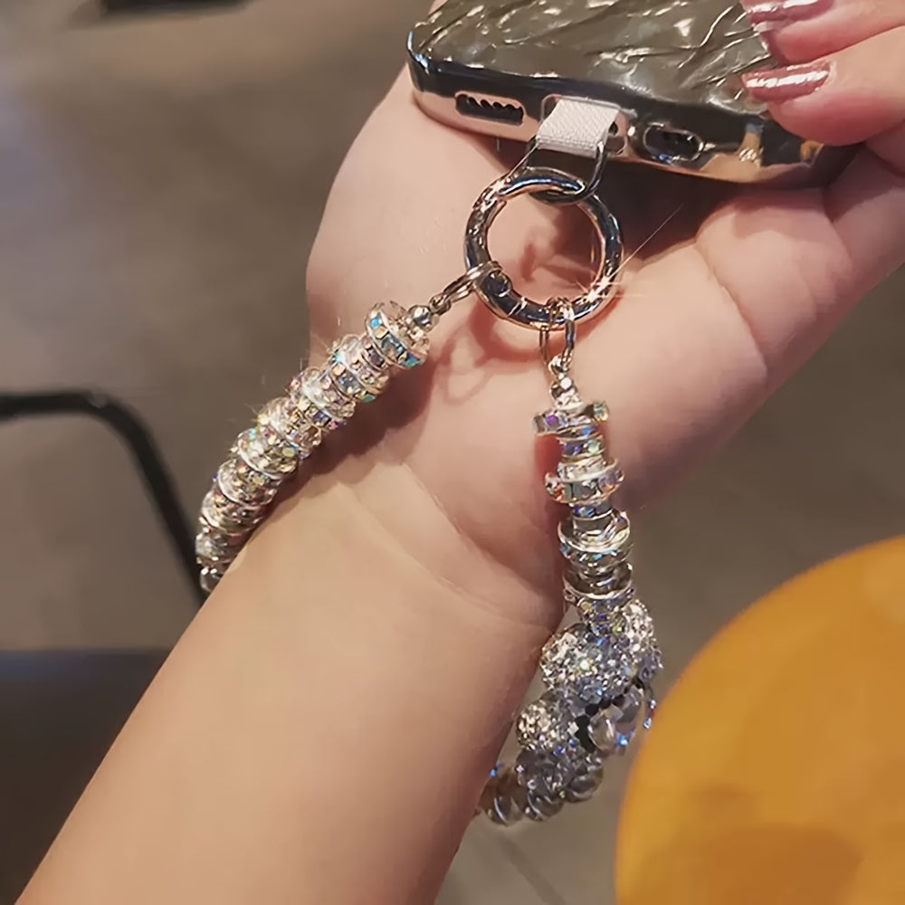 Luxury phone lanyard crystal bear phone chain, suitable for all phone case models, exquisite phone chain, phone anti loss wristband, Women's daily decoration phone pendant