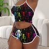 Sexy Solid Binding Lounge Set, Halter Neck Backless Crop Cami Top & Elastic Shorts - Women's Loungewear & Sleepwear - For Women - Perfect for Relaxing at Home - Ideal Gift for Her