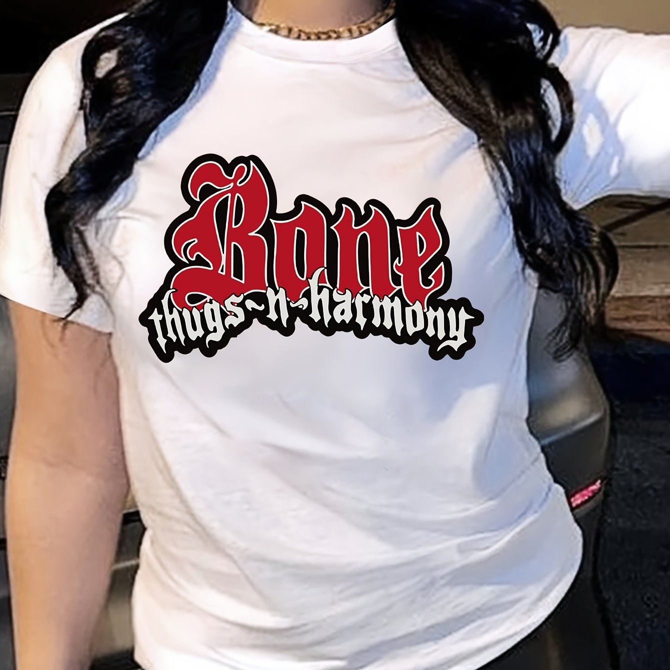 Letter Print Crew Neck T-shirt, Short Sleeve Casual Top For Summer & Spring, Women's Clothing