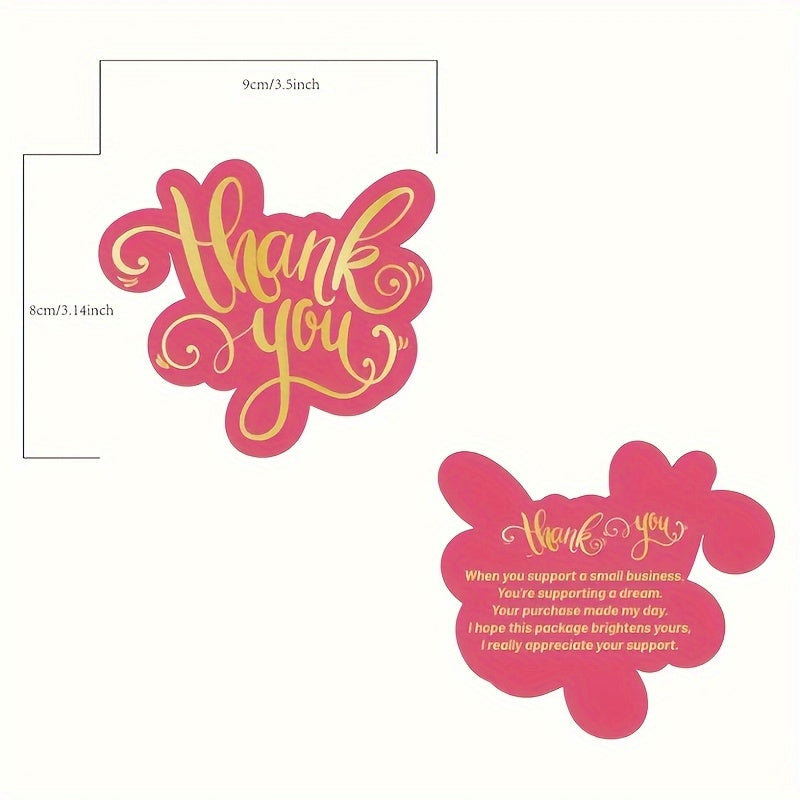 200pcs Double-Sided Pink Matte Finish Thank You Cards - Small Appreciation Cards for Weddings, Birthdays, Customer Gratitude, Easter, Valentine’s Day, Mother’s Day, Grandparents Day - Build Loyalty & Express Thanks, Occas