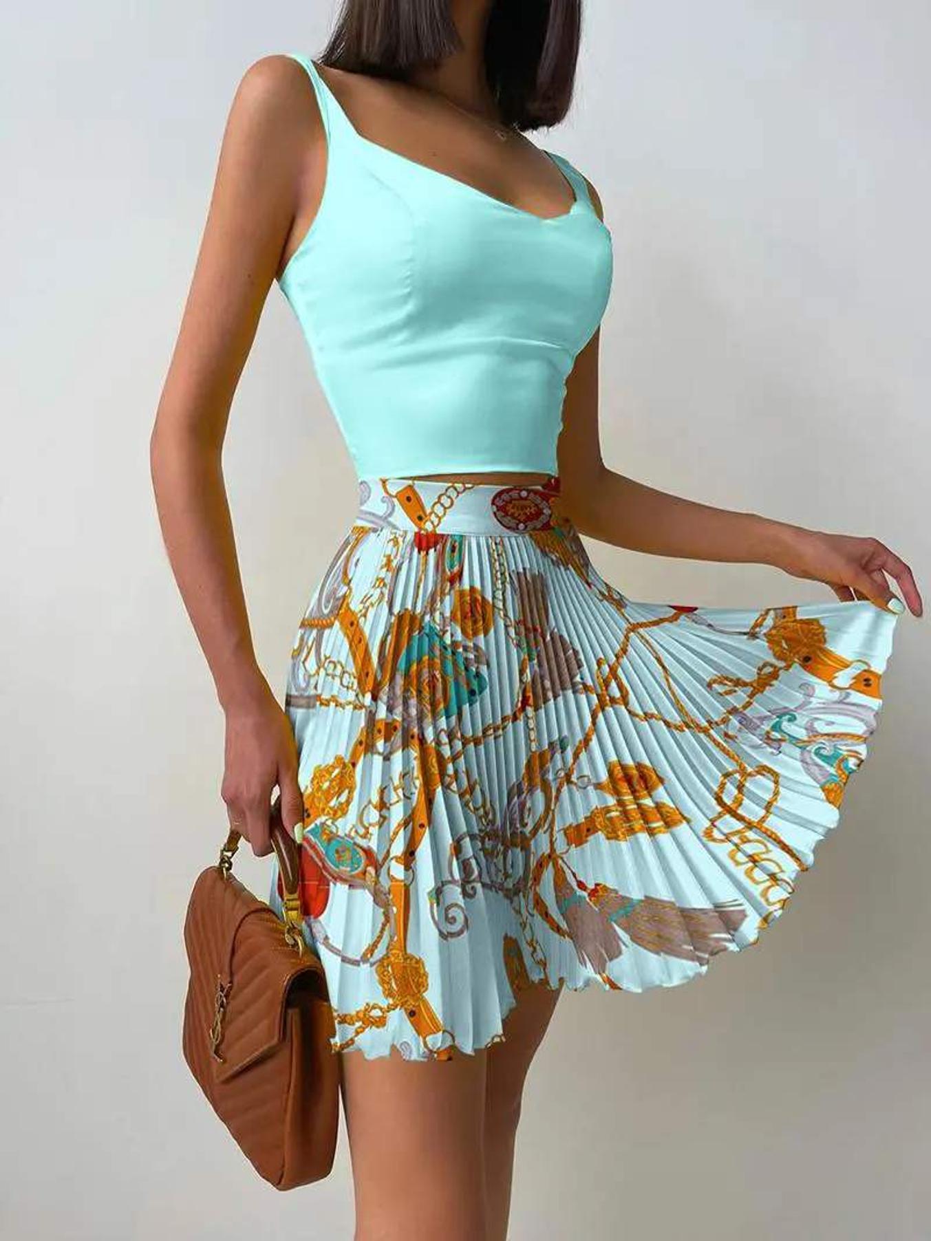 Trendy Summer Set, Cute Crop Top and Skirt