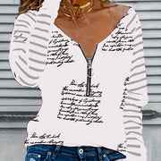 Women's Casual V-Neck T-Shirt with Unique Cloud Print - Soft Polyester, Machine Washable, Geometric Pattern, Perfect for All Seasons