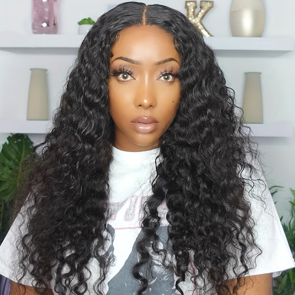 3 Bundles Deep Wave Human Hair Bundles 3 Bundles Deals Human Hair Extensions 12A 100% Unprocessed Virgin Brazilian Deep Curly Bundles Human Hair Remy Curly Weave Hair Bundles Natural Black Color