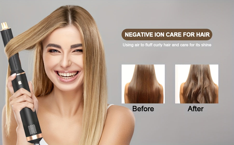Hot Air 5 In 1 Hair Dryer Brush - Negative Ion Air Styler Curling Brush