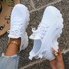 Women's Breathable Knit Running Shoes - Lightweight Low-Top Sneakers with Soft Cushioned PVC Sole, All-Season Comfort for Gym, Walking & Casual Wear - White, Gym Shoes, Sleek Design, Comfortable Insole
