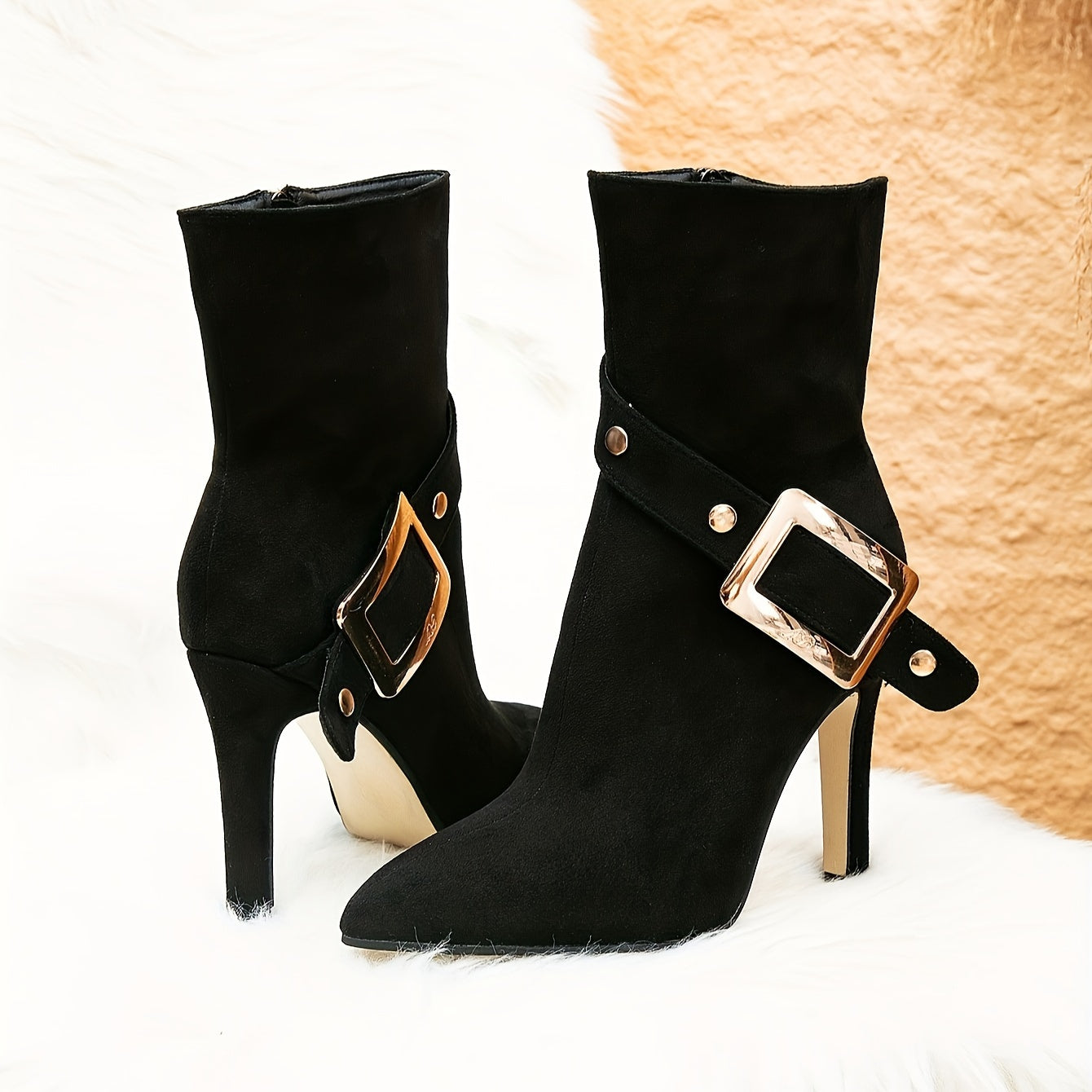 Stylish Chic Ankle Boots - Sleek Pointed Toe, Stiletto Heel, Back Zipper Closure, Comfortable Fit for All Seasons, Versatile and Timeless Design