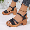 Women's Solid Color Trendy Sandals - Platform Soft Sole Ankle Buckle Strap Braided Shoes, Comfort Chunky Heel - For Women - Suitable for Summer, Parties & Casual Wear - Perfect Gift for Fashionable Women