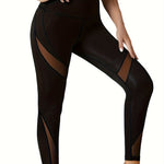 [Mesmerizing Yoga Pants] Fashionable Mesh Spliced Yoga Pants - Comfortable Fabric, Simple Line Design, Versatile for Daily/Sports, Slightly Sexy