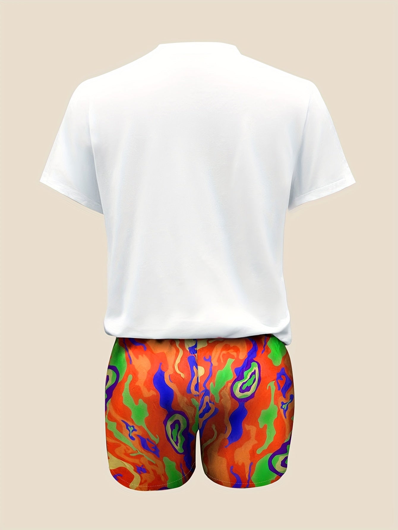 Rabbit Print Casual Shorts Set, Crew Neck Short Sleeve Top & Shorts Outfits For Spring & Summer, Women's Clothing