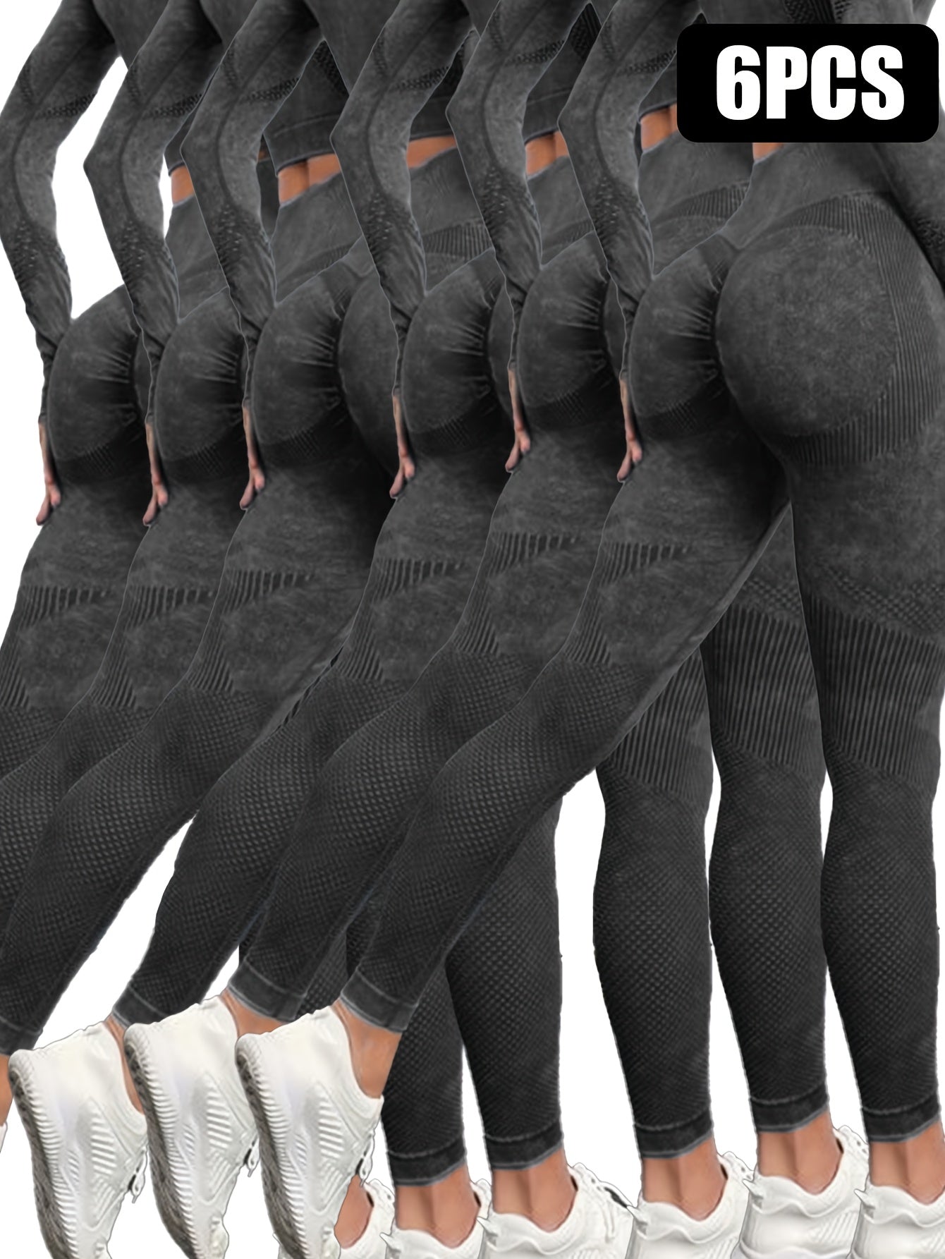 6pcs Yoga Legging Seamless Workout High Waist Butt Liftings Athletic Leggings, High Waisted Leggings for Women - Soft Athletic Tummy Control Pants for Running Cycling Yoga Workout
