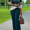 [Printed Two-piece Set] Two-piece Set - V Neck Long Sleeve Top & Wide Leg Pants Outfits - All Over Print, Women's Clothing
