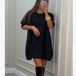 Long Short Sleeved T-shirt Round Neck Dress