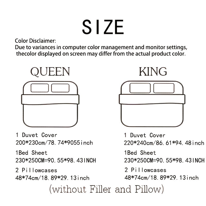 4pcs Queen/King Size Comforter Set | Fluffy Plush Velvet Bed Comforter Sets (1 Duvet+2 Pillowcases+Sheet) | Ultra Soft Thermal All-Season Luxury Bedding for Bedroom, Dorm & Guest Rooms | Queen Size Comforter Set & King Size B