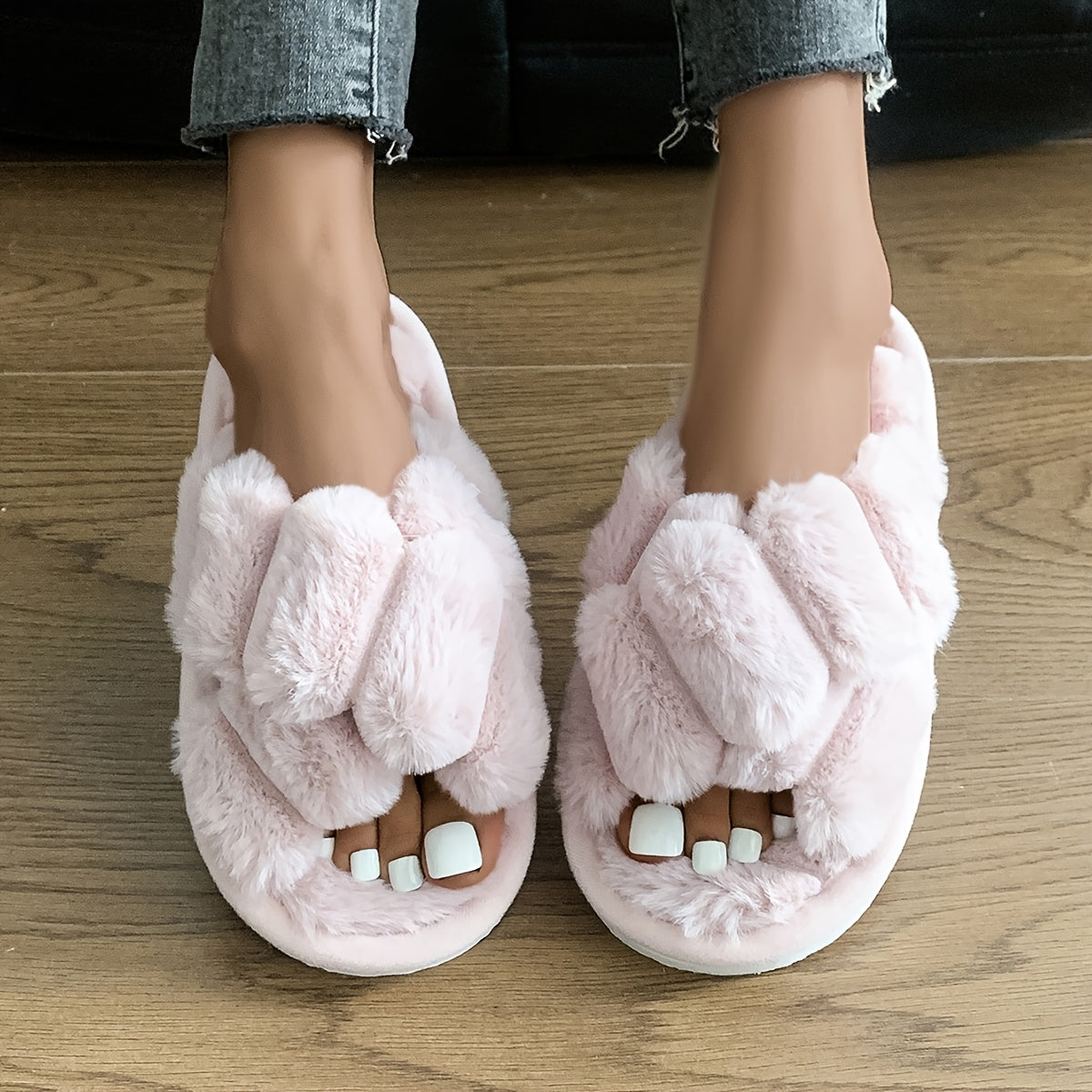 Cozy Plush Women’s Slippers - Soft, Warm, and Comfortable Indoor/Outdoor Shoes with Fluffy -Colored Design, Perfect for Home or Travel, Available in 5 Stylish Colors, Casual Wear | Stylish Slipon Shoes | Durable EVA Sole, L