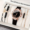6pcs Elegant Ladies' Fashion Watch and Bracelet Set, Round Quartz Movement, PU Leather Strap, Zinc Alloy Case, Non-Rechargeable Battery - Perfect for Daily Wear, Parties, and Gifts for Special Occasions