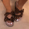 Women's Bow Tie Decor Slippers - Open Toe Round Toe Platform Slides - Fashionable Flat Shoes - For Women - Perfect for Casual Wear & Lounging - Ideal Gift for Her
