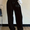Women's Geometric Print Straight-Leg Jogger Pants with Elastic Waist & Pockets - All-Season Casual Lounge Pants, Machine Washable Black Trousers for Women, Casual Attire, Comfortable Fit
