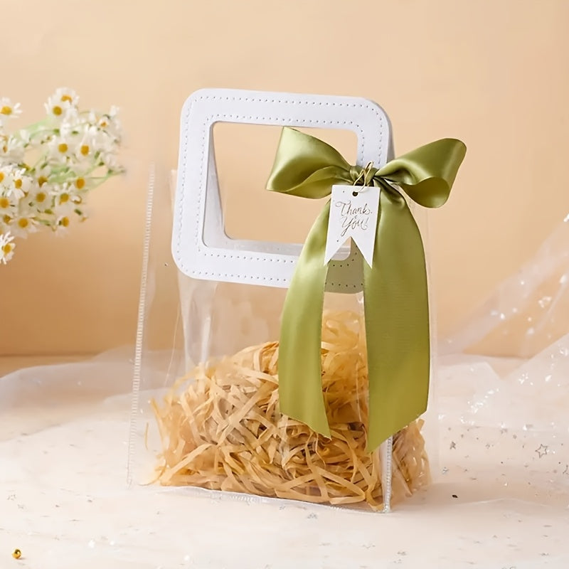 15pcs Heavy-Duty Clear PVC Gift Bags with Handles - Reusable, Ideal for Bridal Showers, Teen Parties, Weddings & Shopping, Party Essentials|Transparent Gift Bags|Durable Gift Bags