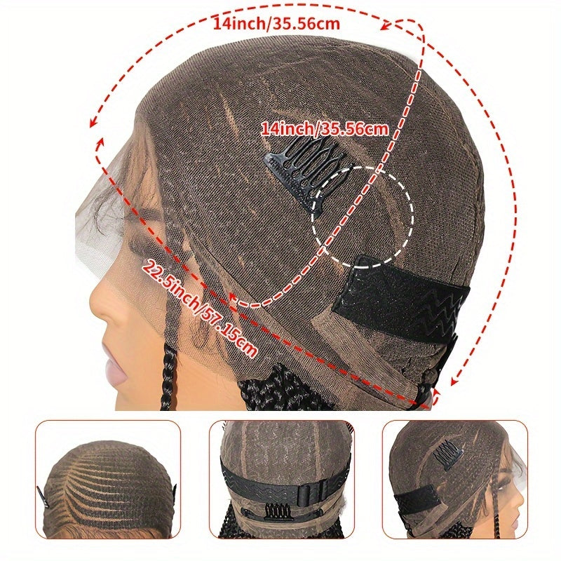 36 Inch Full Lace Front Wig Cornrow Double Lace Braided Wigs For Black Women Twist Box Side Part Braided Lace Wig Faux Locs Braids Wigs Prepluck Synthetic Butterfly Braided Wigs