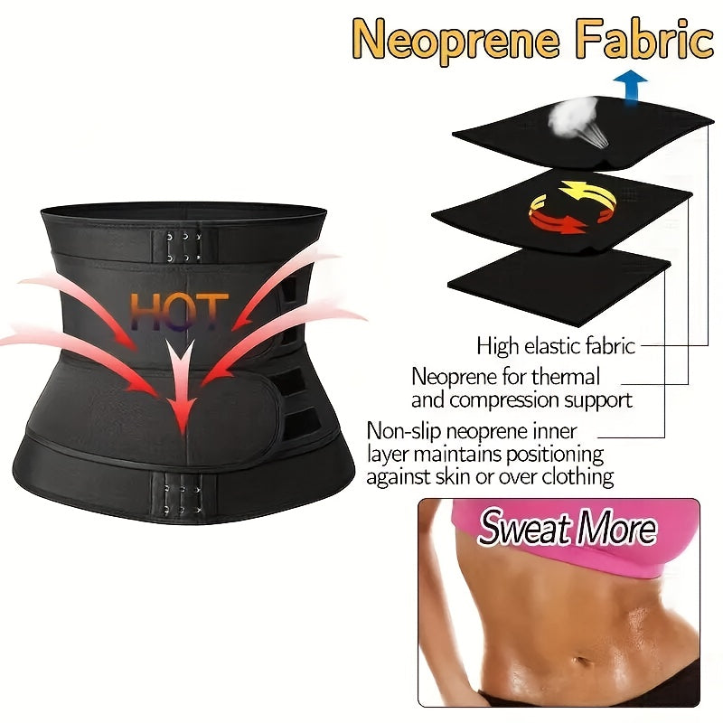 One Adjustable Size Waist Cincher Belt Black Buckle Double Waistband Shapewear