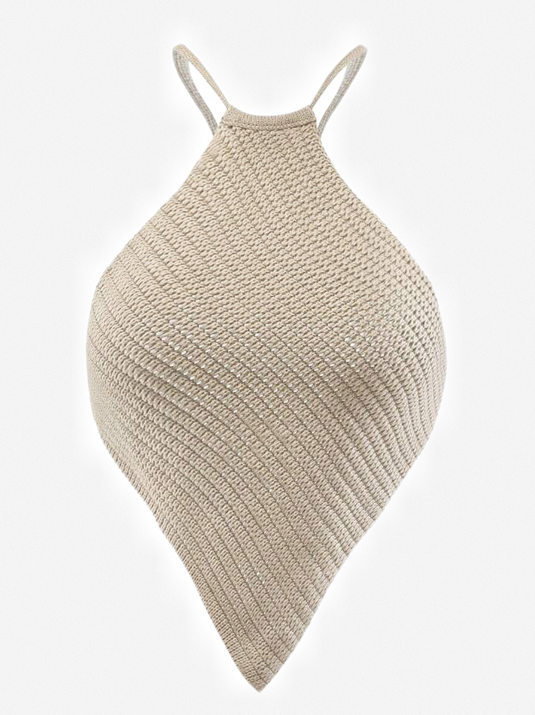 Solid Color Halter Neck Sweater Vest, Elegant Tie Back Sleeveless Knitted Vest For Spring & Summer - Women's Clothing - Soft & Breathable Knitted Fabric - Perfect for Casual & Chic Outfits - Ideal Gift for Fashionable Women