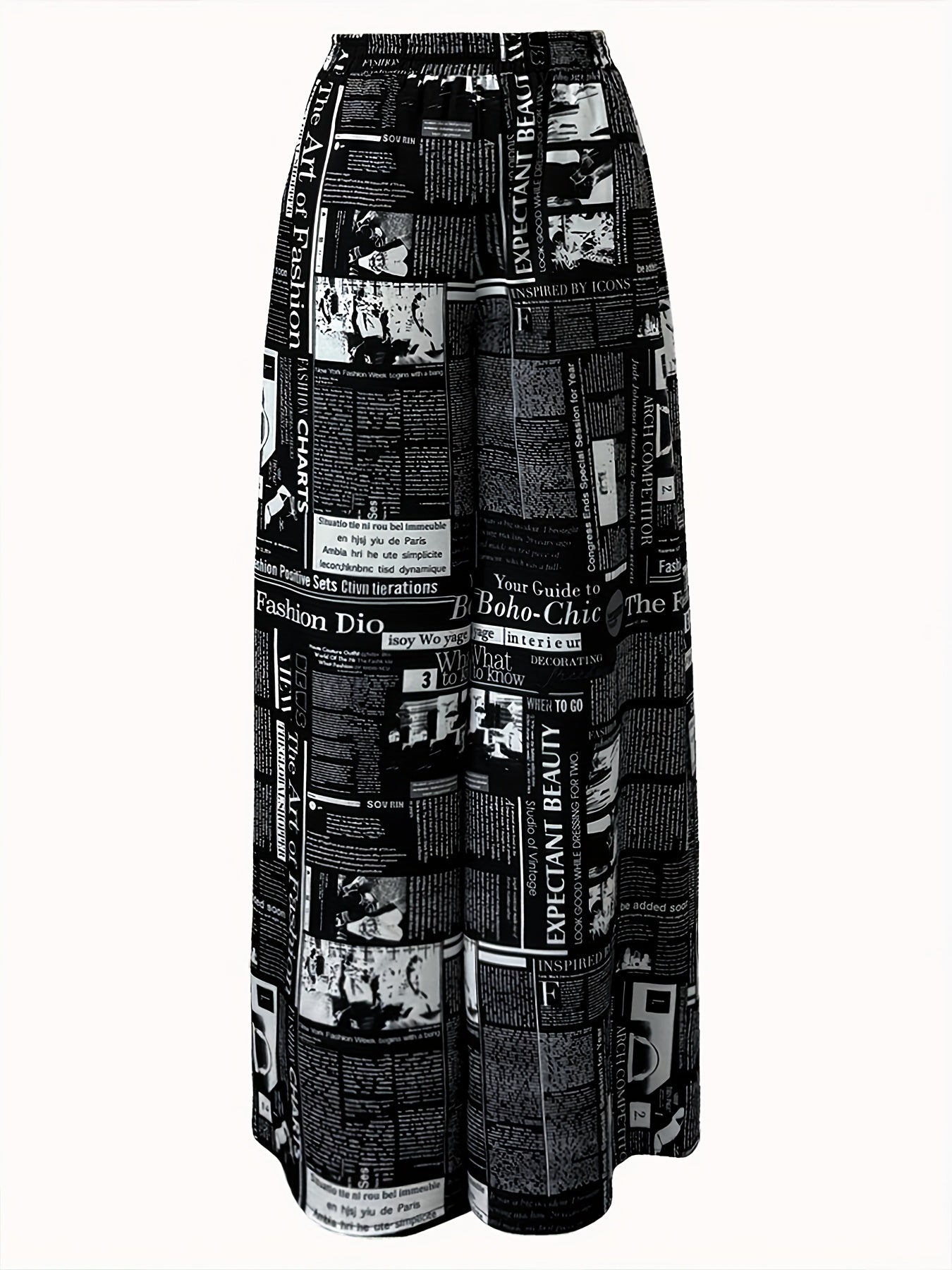 Allover Letter Print Wide Leg Pants - Sexy High Waist Pants For All-season - Women's Clothing - Soft, Breathable Fabric - Suitable for Casual & Party Occasions - Perfect Gift for Fashionable Women