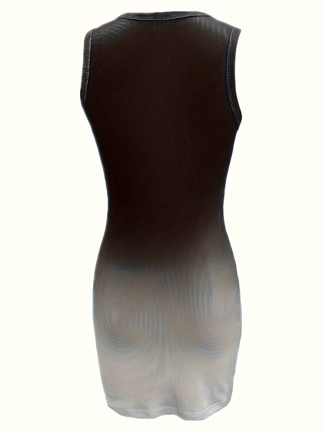 Chic Gradient Print Bodycon Dress for Women - Sexy Sleeveless, Round Neck, Stretch Polyester Fabric - Perfect for Spring & Summer
