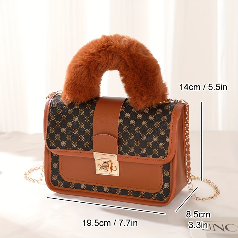 Mini Vintage Crossbody Bag, Retro Fluffy Shoulder Bag, Women's Fashion Handbag & Purse