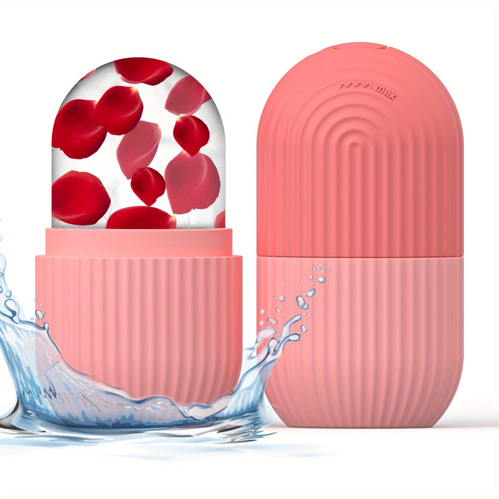 Silicone Ice Roller for Face – Cooling Skincare Tool with Ergonomic Handle, Gel Core & Ribbed Design for Puffiness, Circulation & Glow – Fragrance-Free, Battery-Free