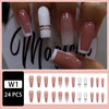 Show Your Beauty 24pcs of Medium Ballet Nails Simple and Elegant White Edge French Golden Stripes Bright White False Nails Fashionable Wearable Nails Suitable for Women and Girls Removable Press-on Nail Set with Jelly Glue an