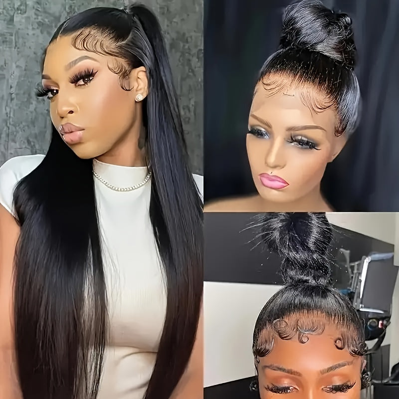 360 Full Human Hair Lace Wig For Women - 26-36 Inch Straight HD Lace Front Wig With Transparent Lace, 180% Density, Natural Color, Perfect For Birthday Party Gifts